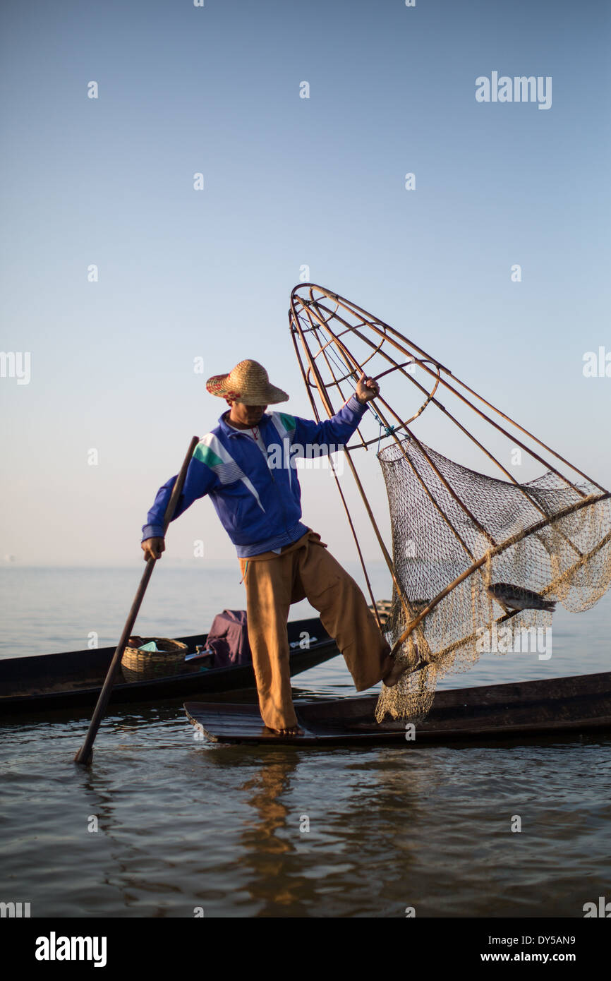 Fishermen Fishing With Nets When The Sun Shines Stock Photo