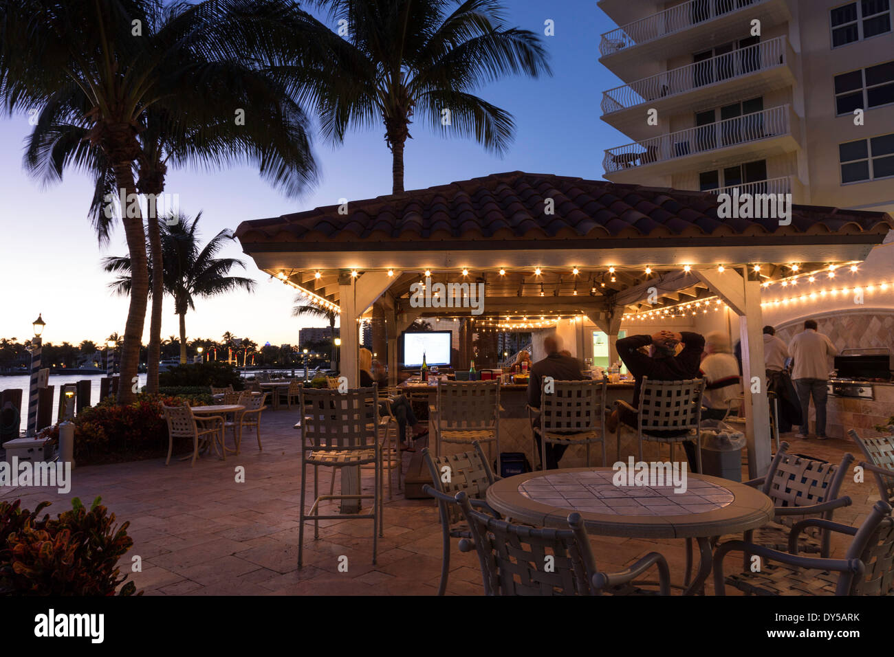 Tenants Enjoying the Tiki Bar Cabana, The Apartment Buildings