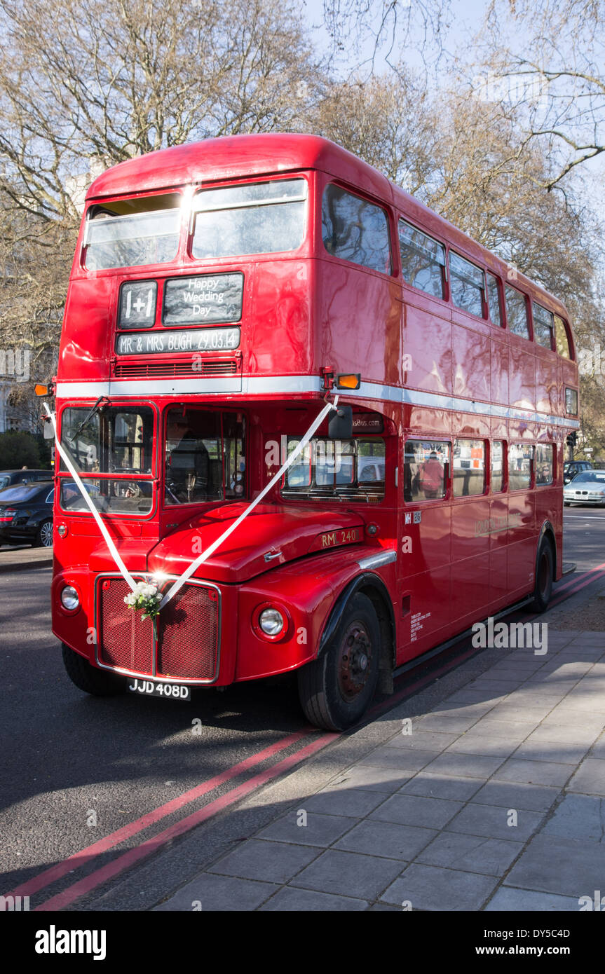 Heritage Routemaster bus hired for wedding, London England United Kingdom UK Stock Photo