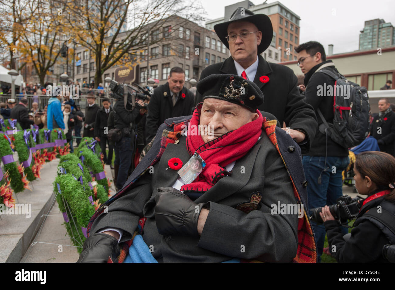 War Veteran during a Vancouver Remembrance Day ceremony. Stock Photo