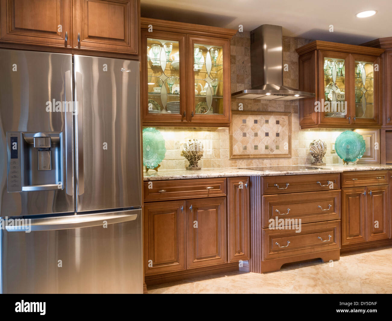 Showcase Kitchen with Upscale Designer Appointments Stock Photo