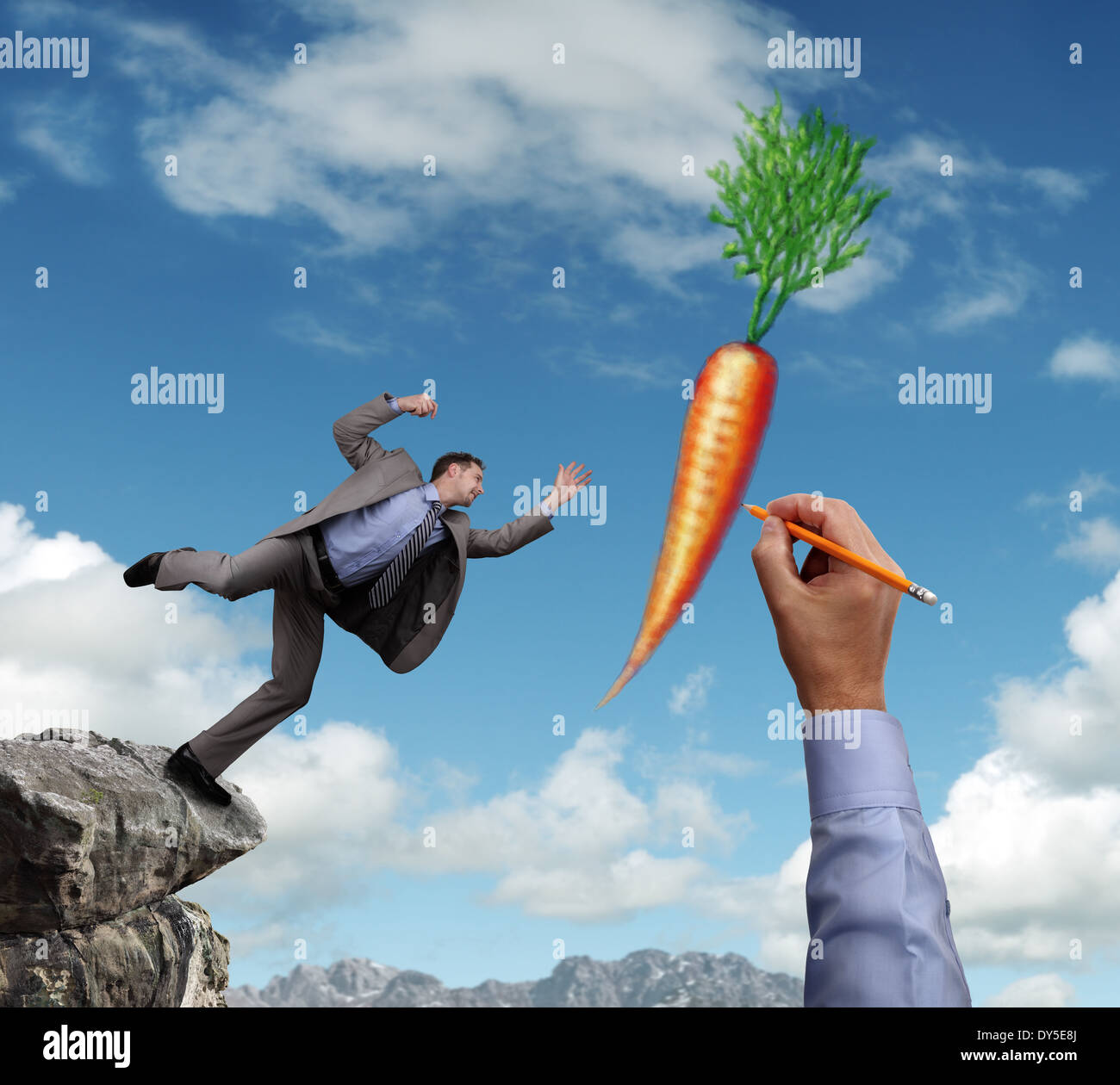 Dangling a carrot Stock Photo