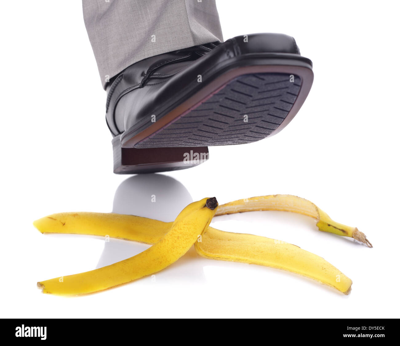 Falling on a banana skin Stock Photo