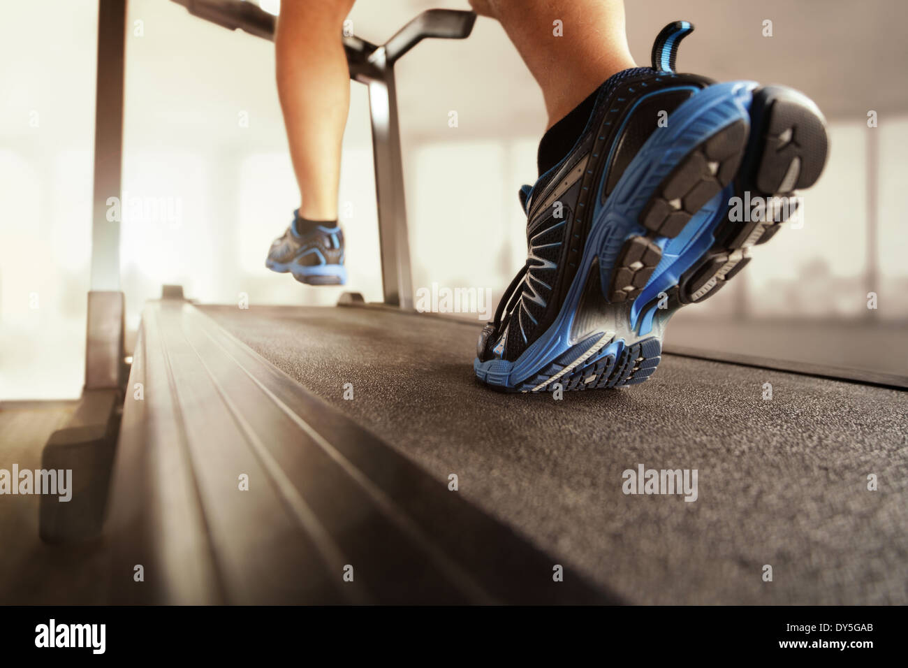 Running on a treadmill Stock Photo