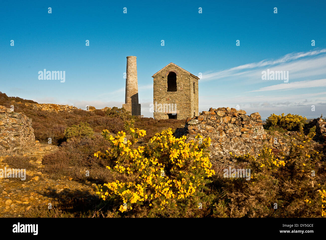 Mynydd Parys Mountain The old pump house refurbished and new chimney
