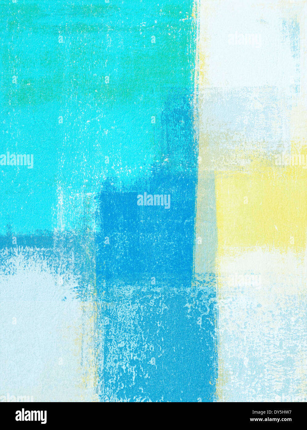 Turquoise and Yellow Abstract Art Painting Stock Photo Alamy