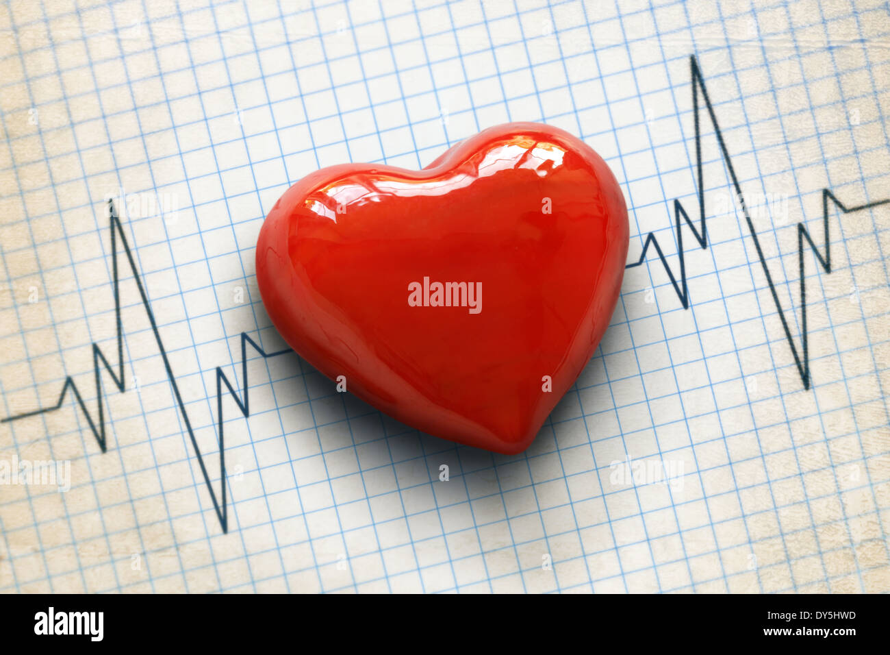 Cardiogram and heart Stock Photo