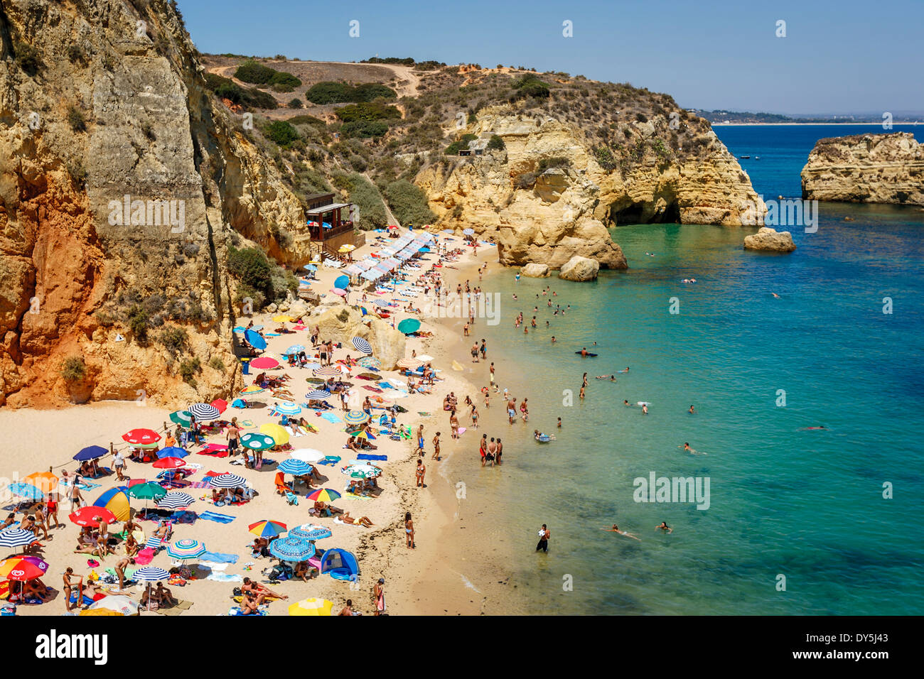 Crowded Beach, Lagos, Algarve, Portugal Stock Photo
