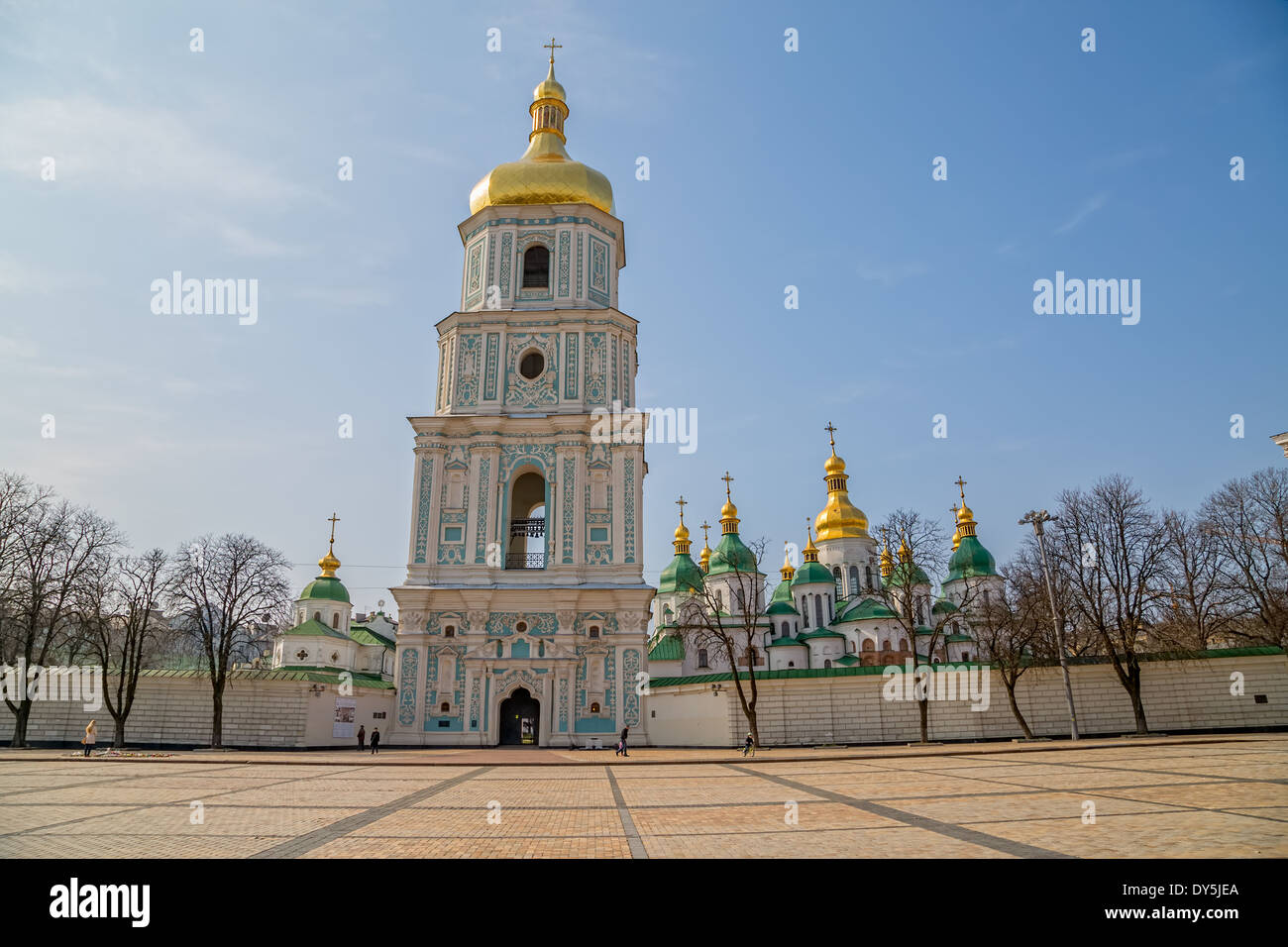 Saint Sophia Cathedral tower at Sofiiska square. Stock Photo