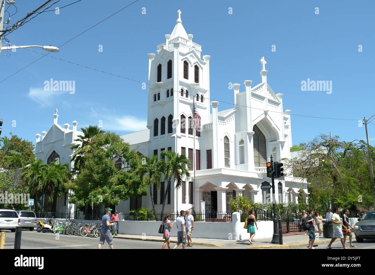 St. Paul's Episcopal Church on Duval Street, Key West, Florida Stock Photo