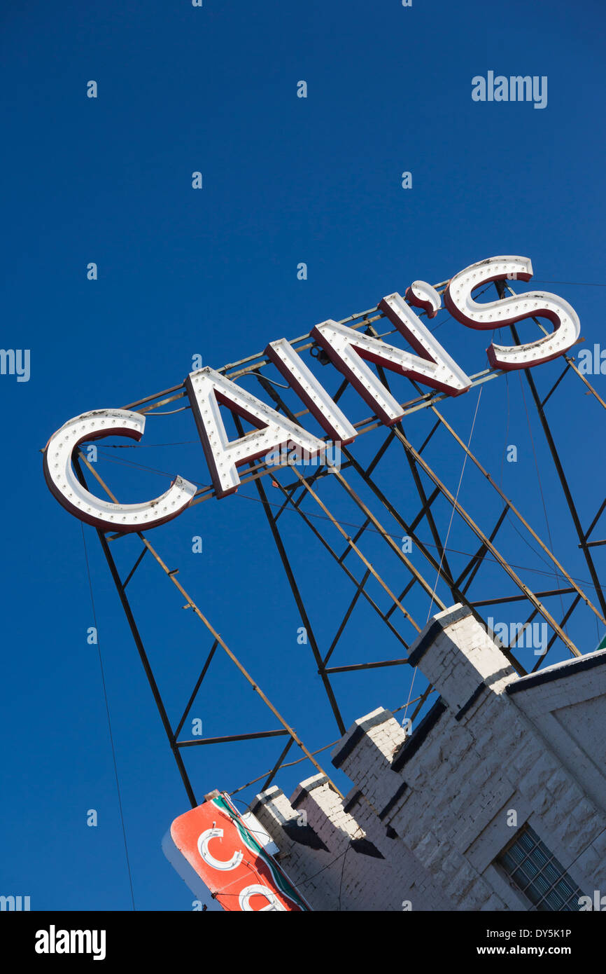 USA, Oklahoma, Tulsa, sign for Cain's Ballroom, live music theater Stock Photo