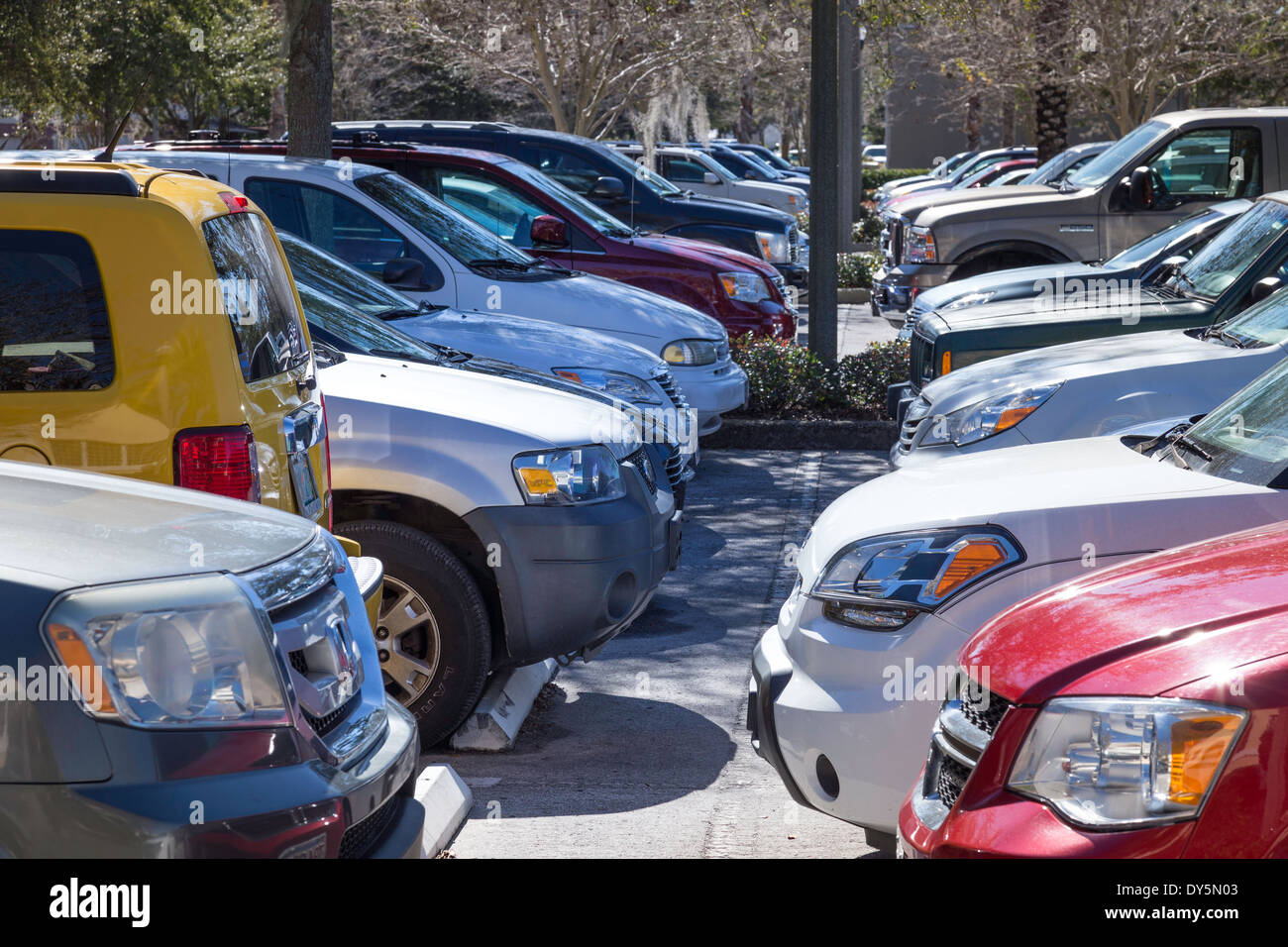 Late Model Automobiles and SUV's Parked in Parking Lot, St. Petersburg