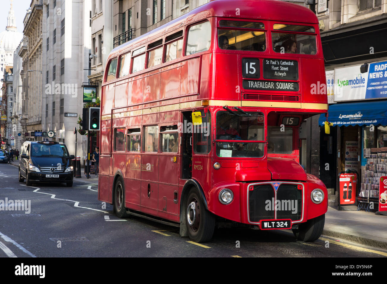Old London Routemaster bus Route 15, London England United Kingdom UK Stock Photo