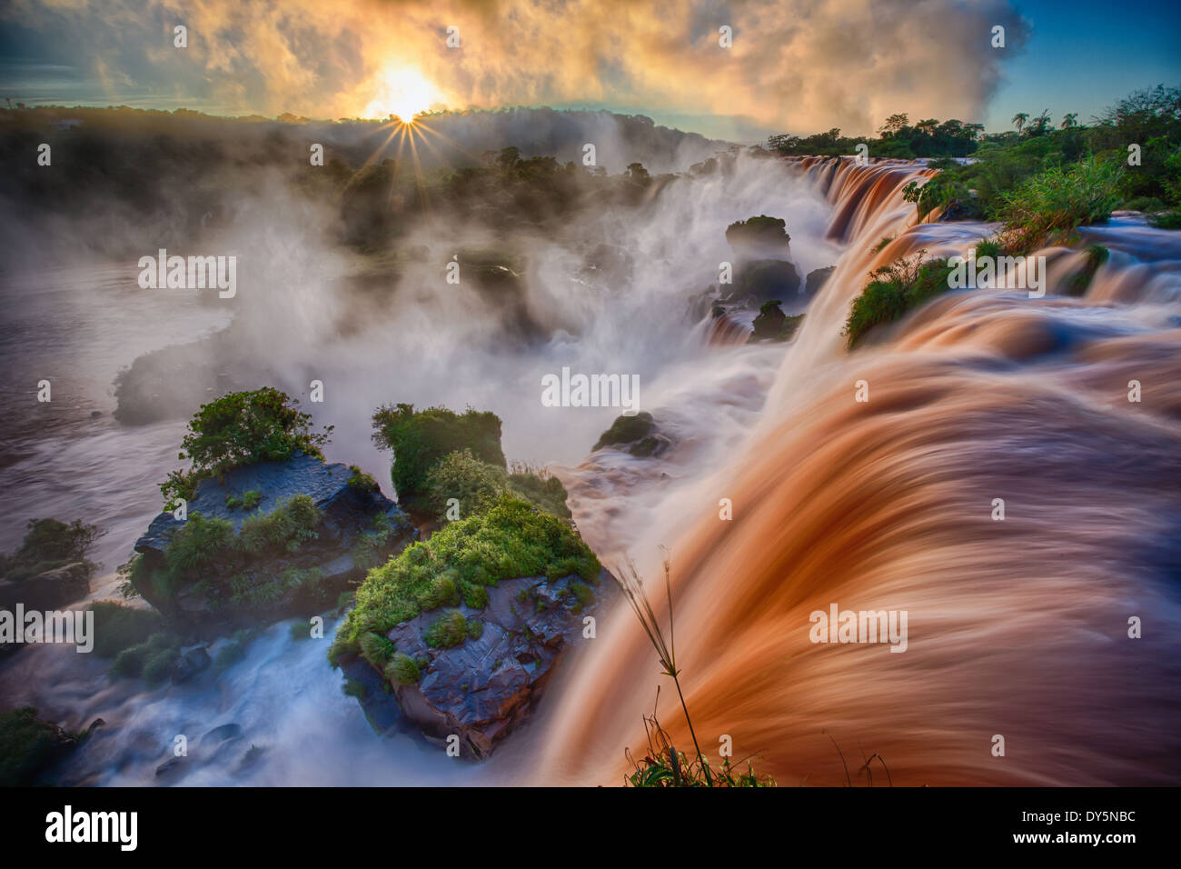 Iguazu Falls are waterfalls of the Iguazu River on the border of Argentina and Brazil Stock Photo