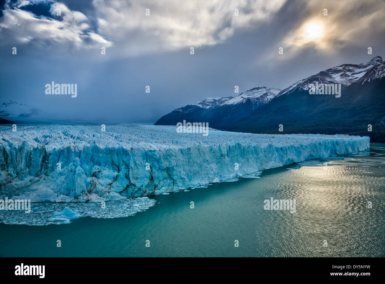The Perito Moreno Glacier is a glacier located in the Los Glaciares National Park in southwest Santa Cruz province, Argentina. Stock Photo