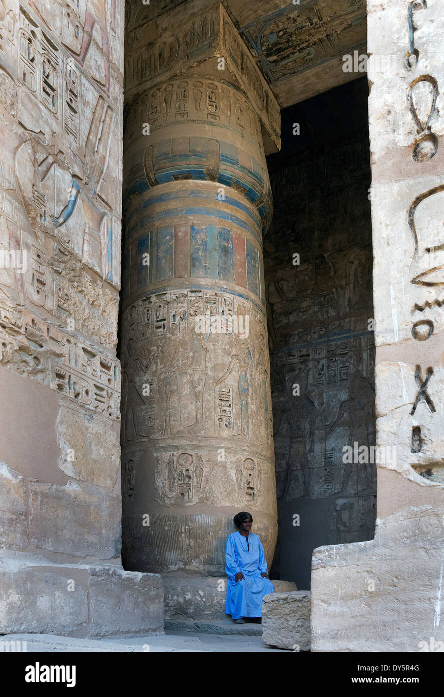 Temple of Ramses III at Medinet Habu: reliefs on the columnsl in the ...
