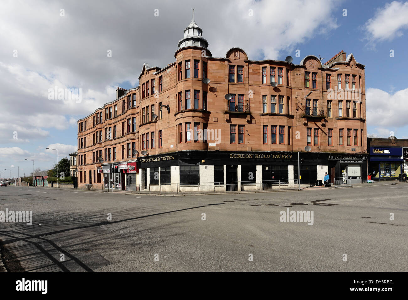 Tenements houses at Springfield Cross in Glasgow, Scotland, UK Stock