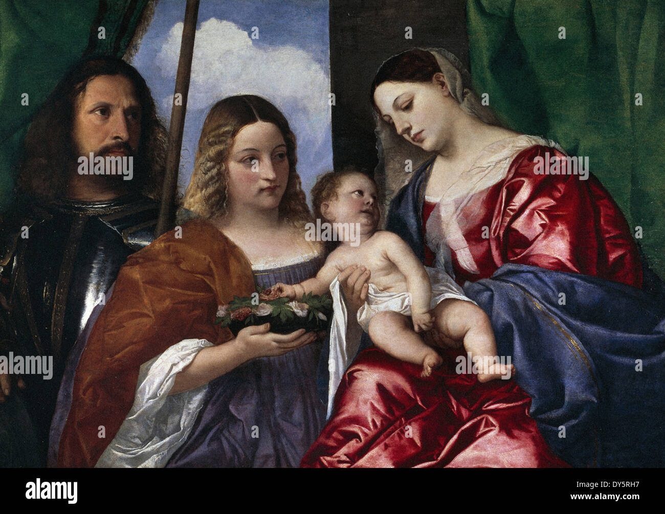 Titian The Virgin and Child with Saints Dorothy and George Stock Photo