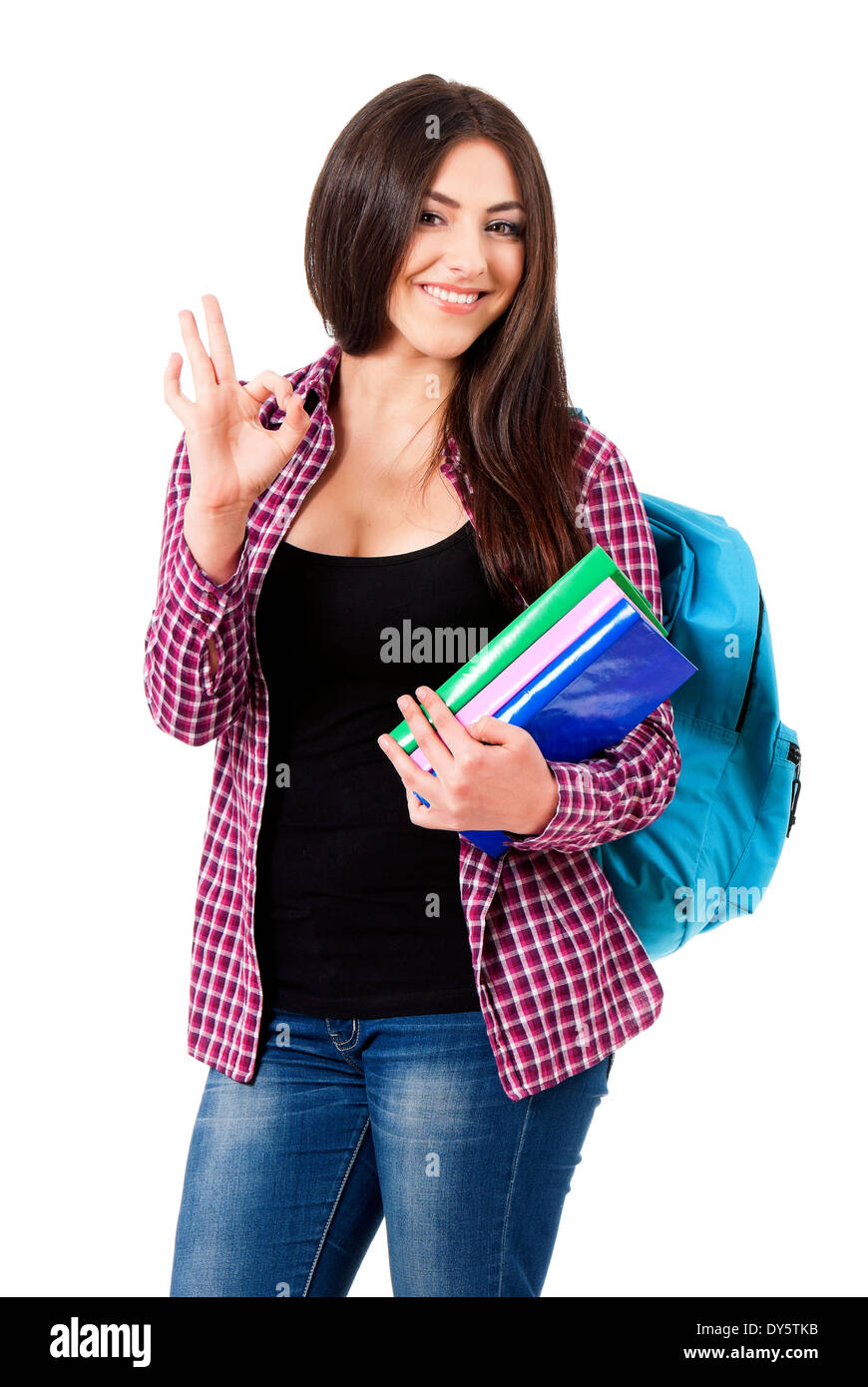 Girl with backpack Stock Photo - Alamy