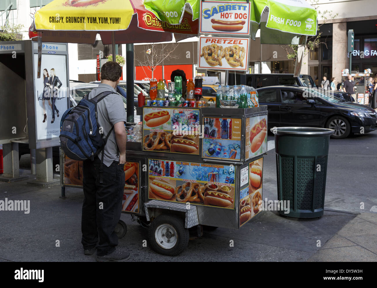 Food Street Vendor cart Manhattan New York City hot dog Stock Photo