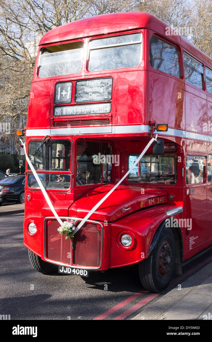 Heritage Routemaster bus hired for wedding, London England United Kingdom UK Stock Photo