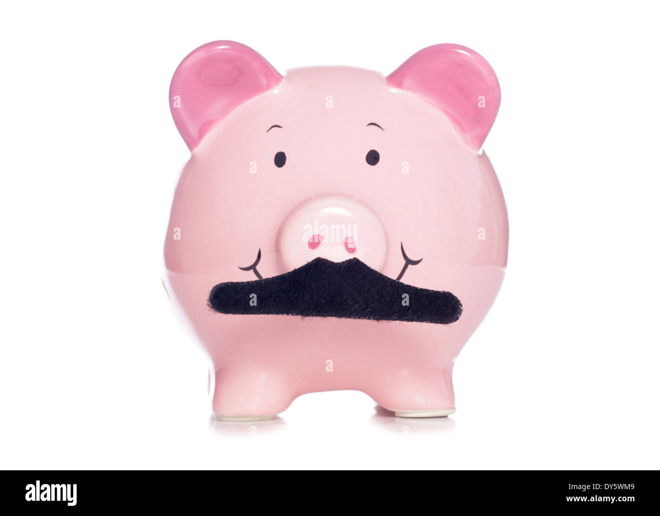 piggy bank with a moustache cutout Stock Photo