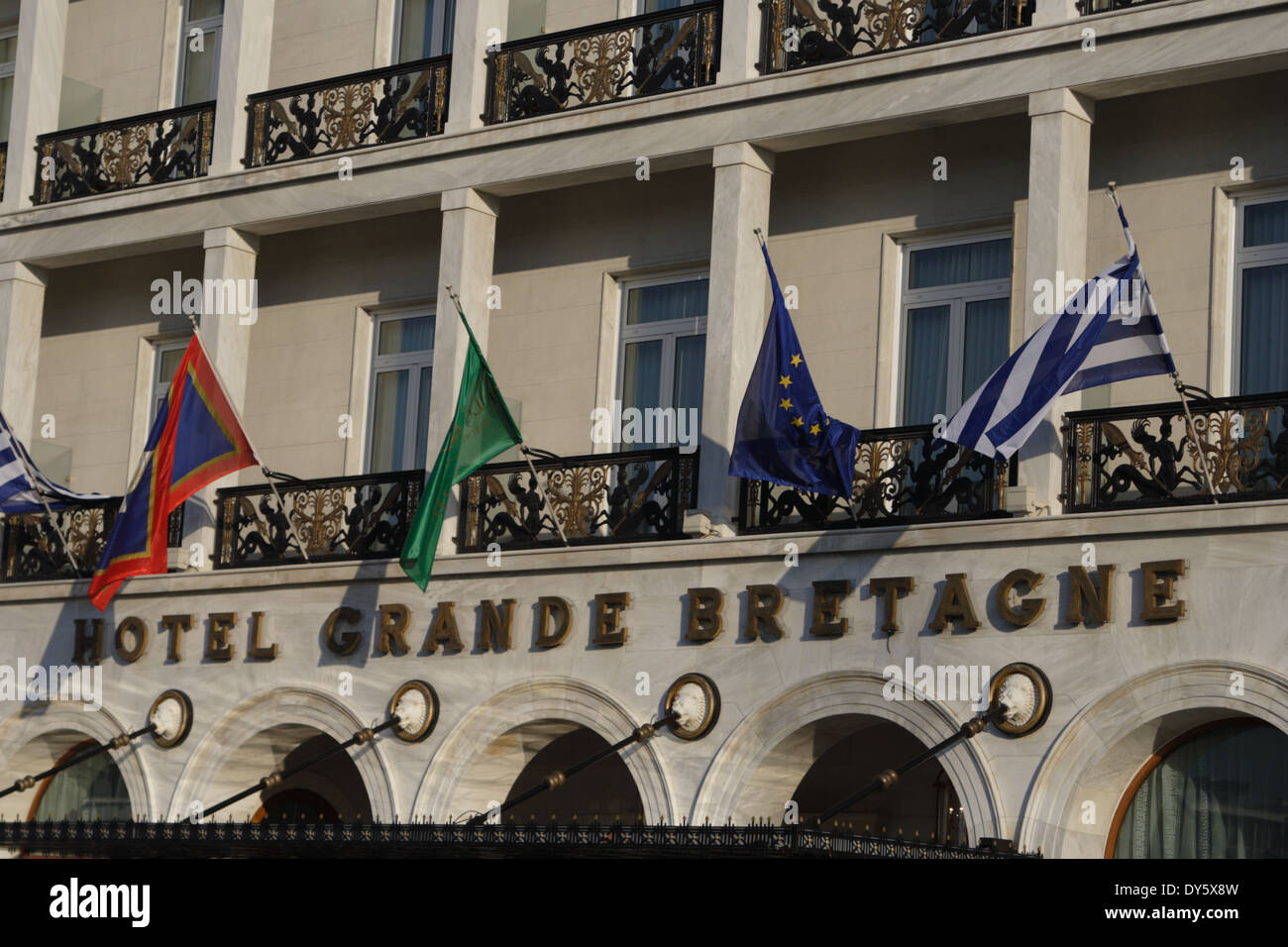 Facade of the Hotel Grande Bretagne, Athens, Greece Stock Photo