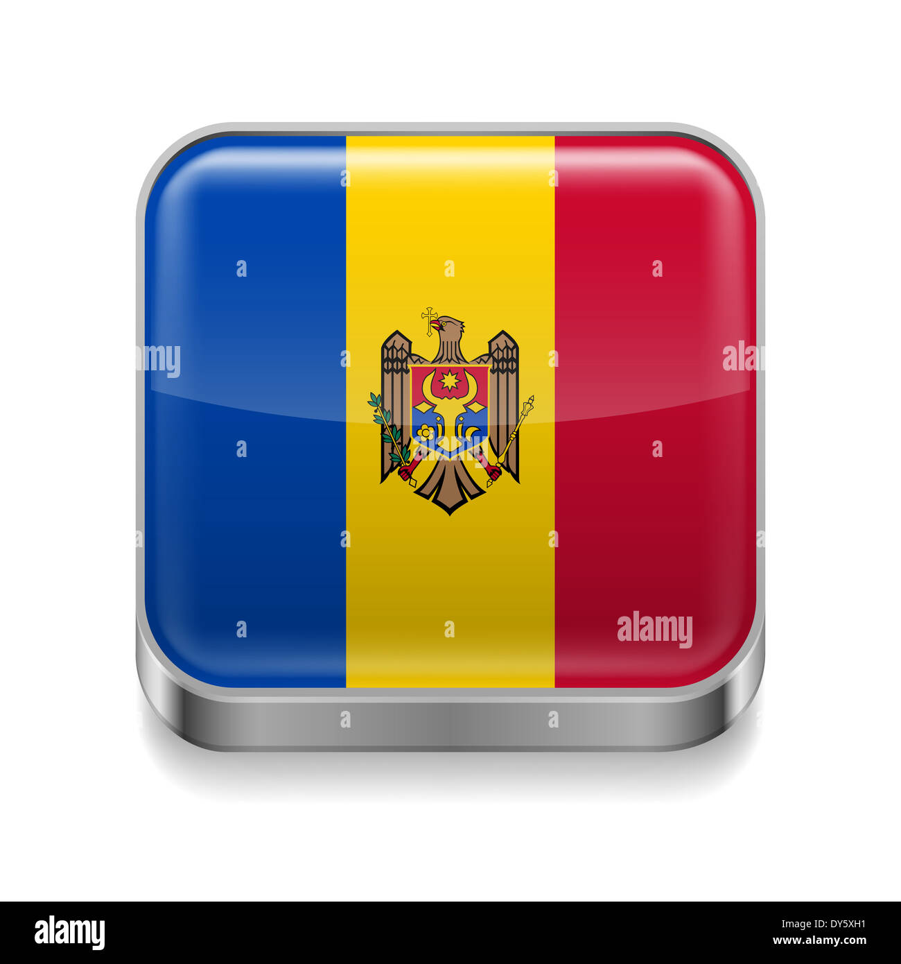 Metal square icon with Moldovan flag colors Stock Photo - Alamy