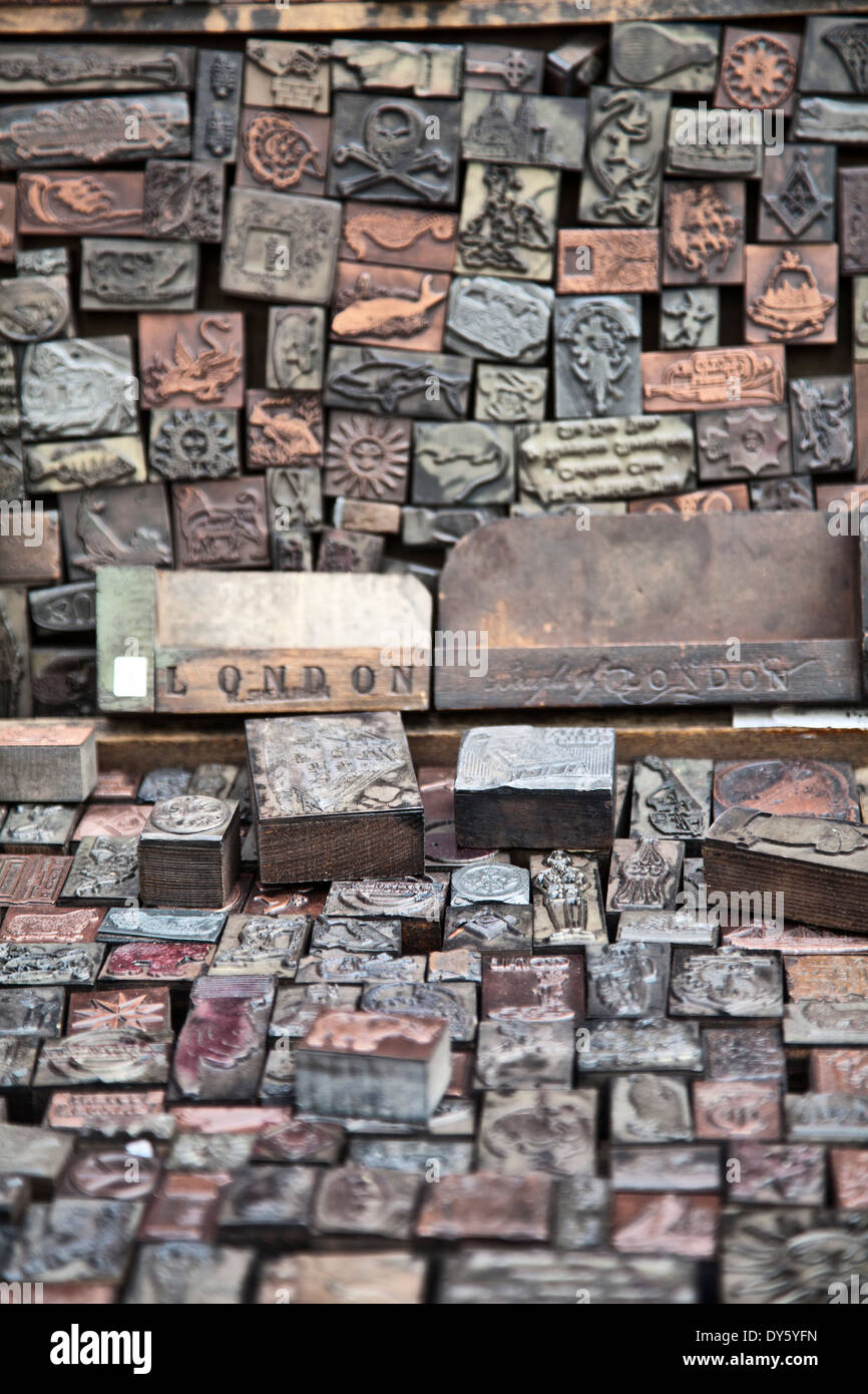 Printing Blocks for Sale at Portobello Market , London W11 UK Stock