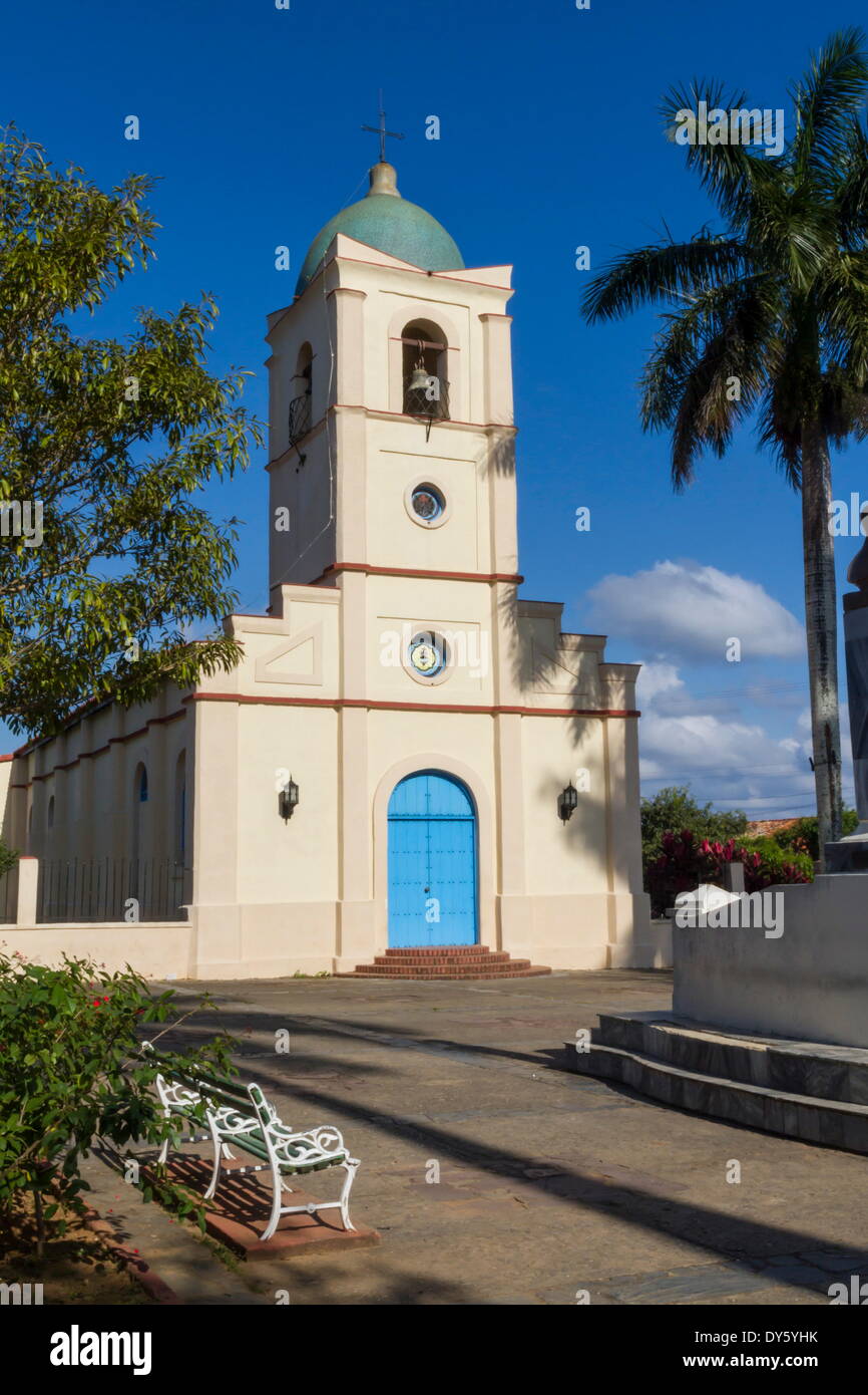 Church and Main square, Vinales, Pinar del Rio, Cuba, West Indies, Caribbean, Central America Stock Photo