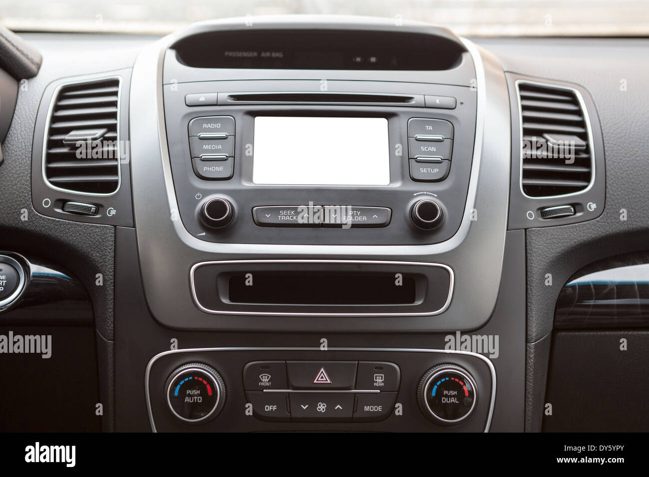 Central part of the dashboard with cutout blank screen. Car interior Stock Photo Alamy