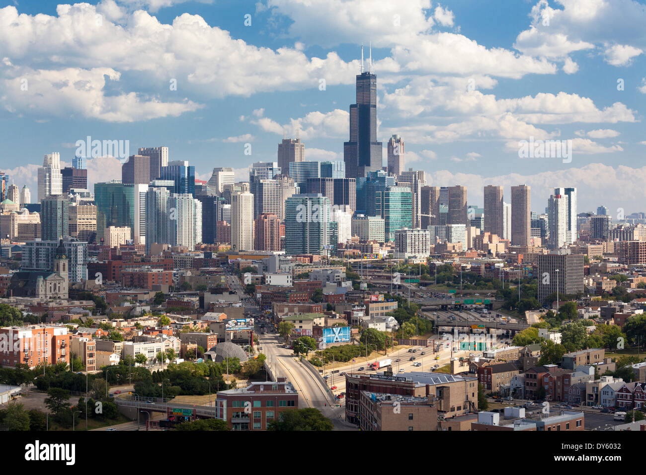 City skyline, Chicago, Illinois, United States of America, North America Stock Photo