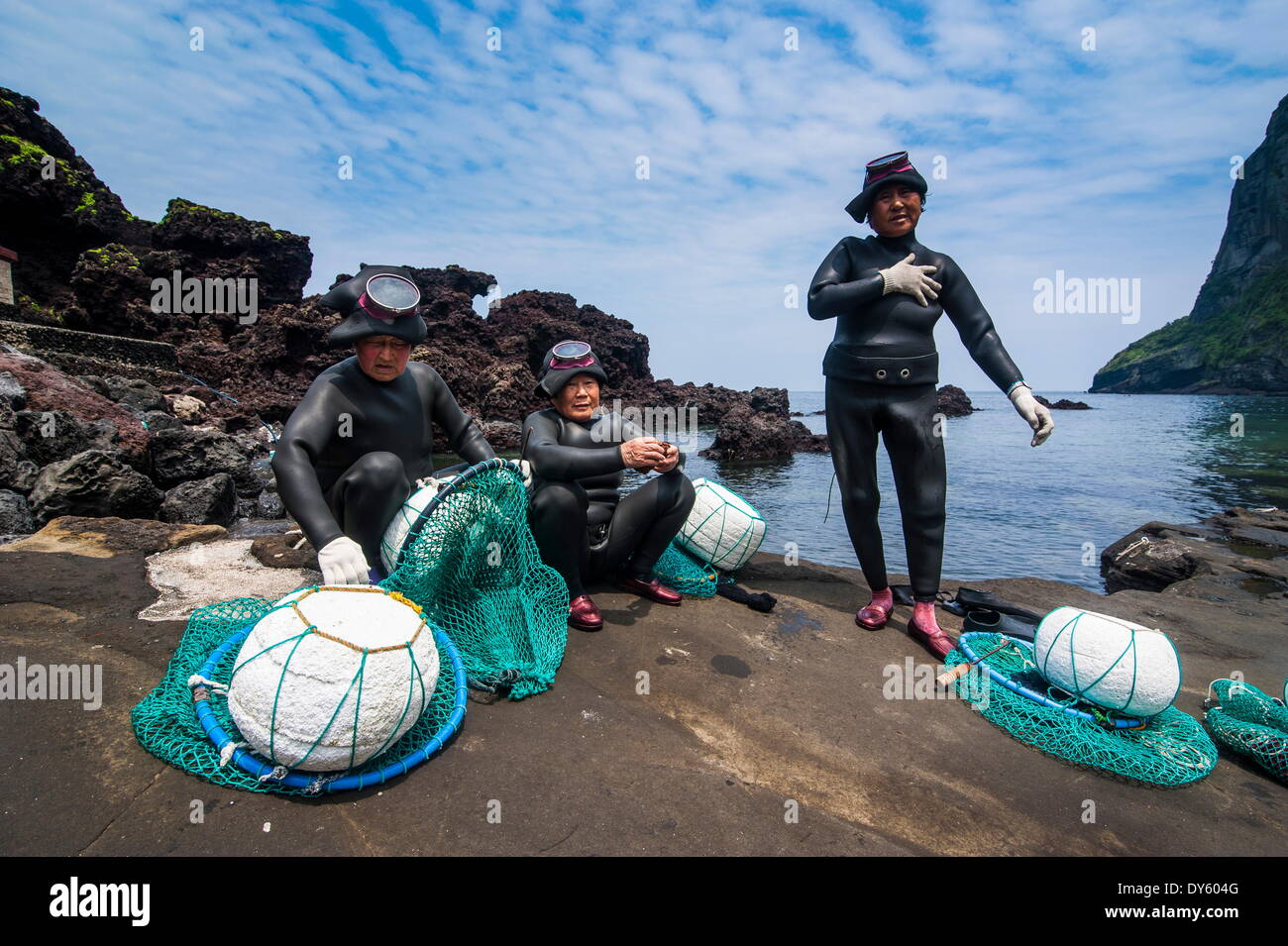 Haenyeo, the famous female divers on the island of Jejudo, UNESCO World Heritage Site, South Korea, Asia Stock Photo