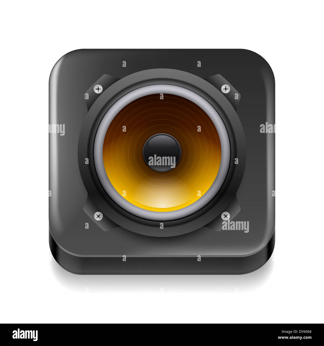 Black framed sound speaker icon on white background Stock Photo - Alamy
