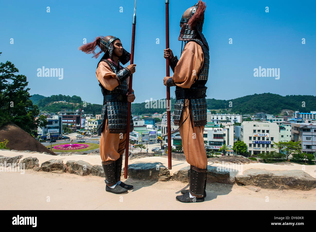 Changing of the guard ceremony, Gongsanseong, Gongju Castle, South Chungcheong Province, South Korea, Asia Stock Photo