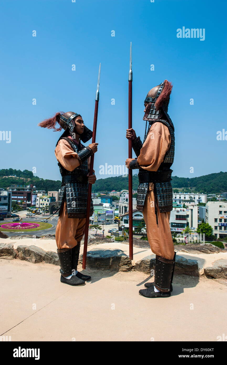 Changing of the guard ceremony, Gongsanseong, Gongju Castle, South Chungcheong Province, South Korea, Asia Stock Photo