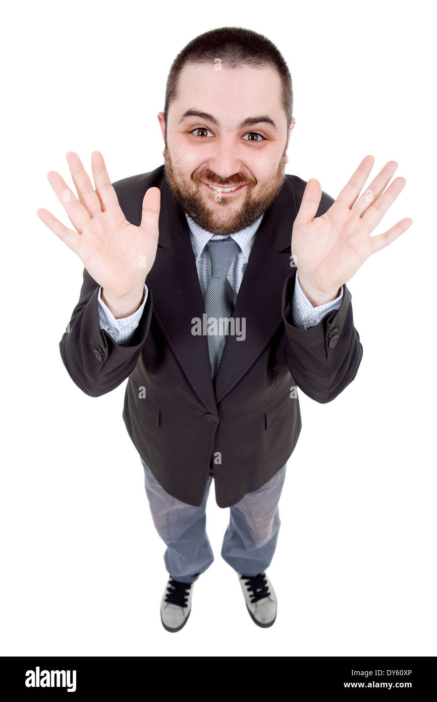 happy young businessman full length, isolated on white Stock Photo - Alamy