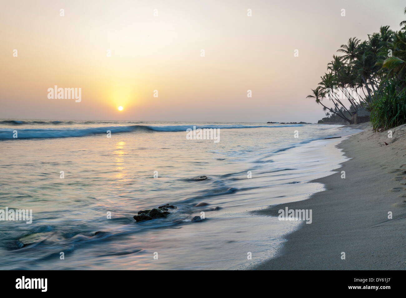 Sunset at the beach, Talpe, Sri Lanka, Indian Ocean, Asia Stock Photo