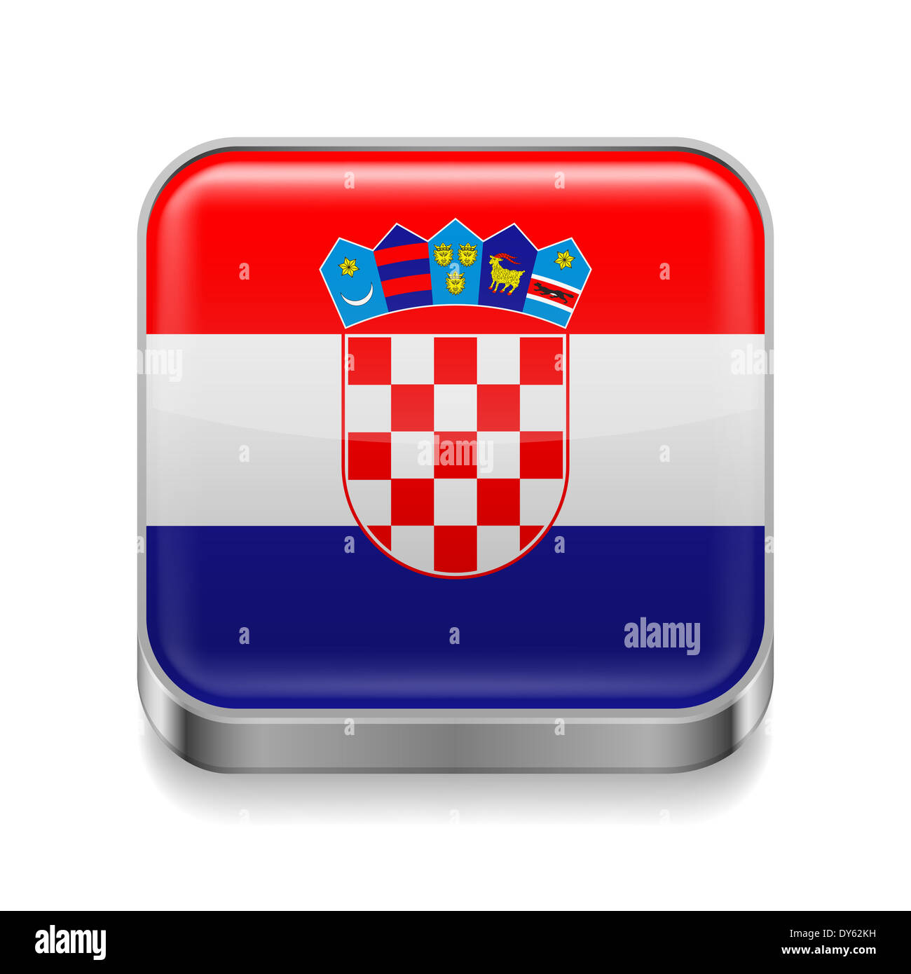 Metal square icon with Croatian flag colors Stock Photo