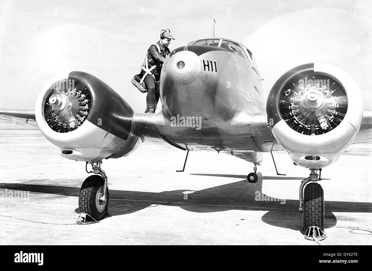 [Pilot Standing on Aircraft, Randolph Field] Stock Photo
