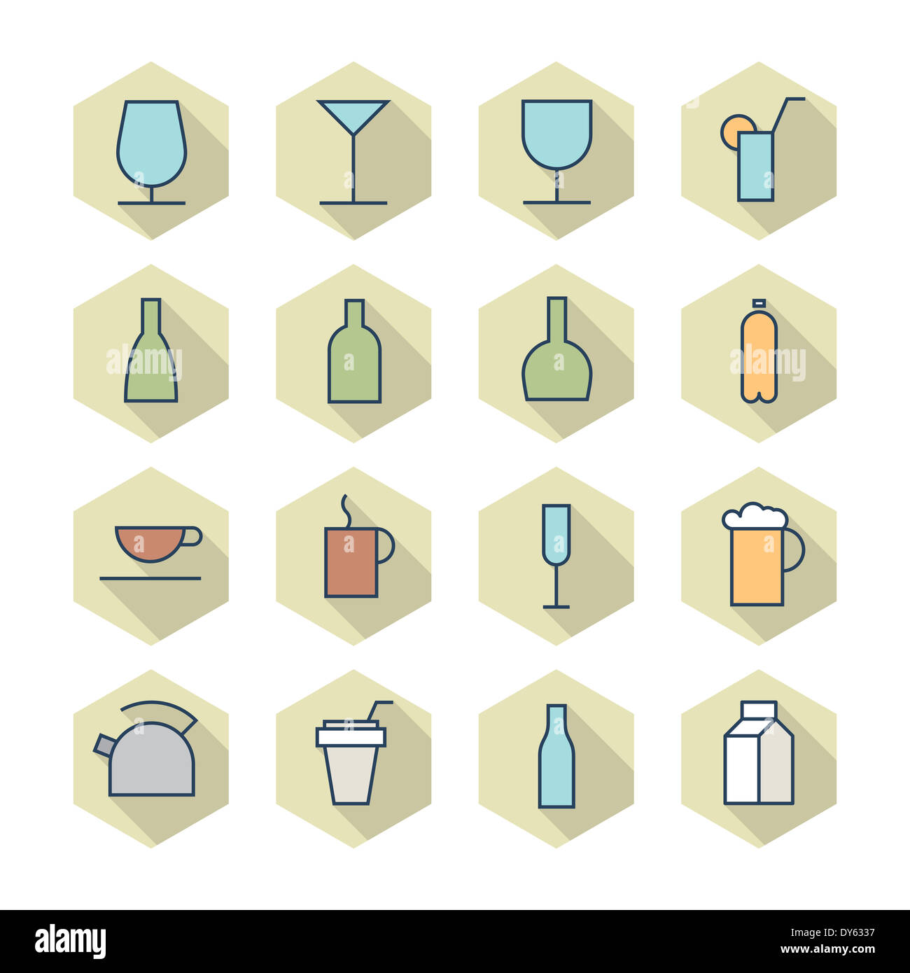 Thin Line Icons For Drinks. Raster version Stock Photo - Alamy