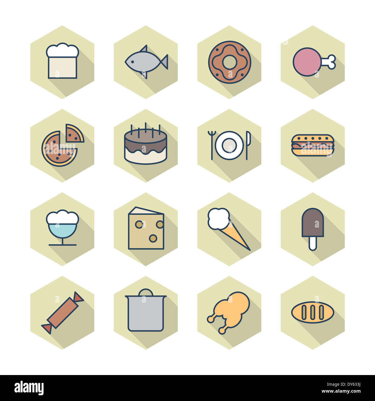 Thin Line Icons For Food. Raster version Stock Photo - Alamy