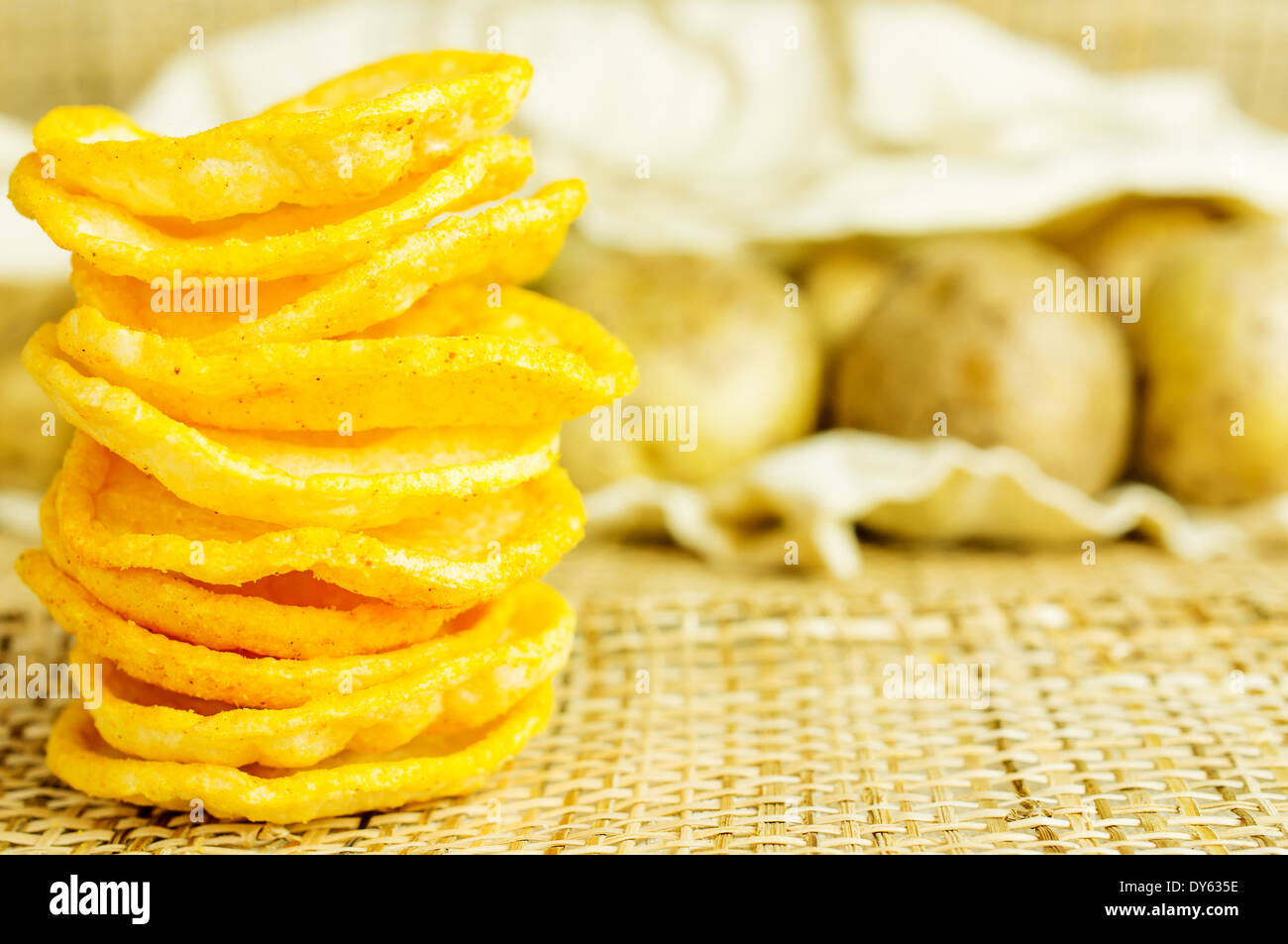 Natural potato chips in a package and potatoes in the bag Stock Photo ...