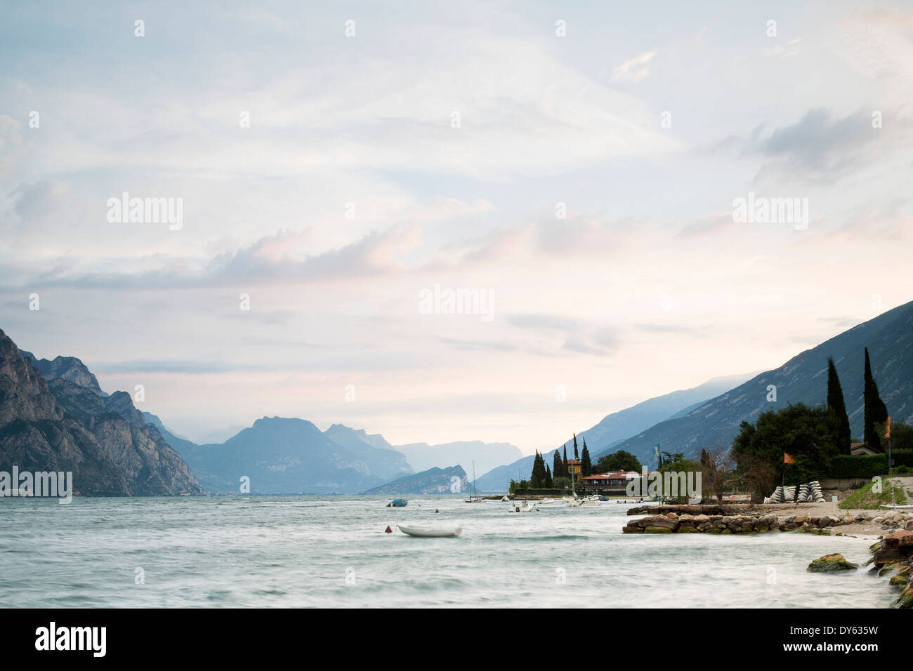 Lake Garda at Torbole, Trentino, Italy, Europe Stock Photo