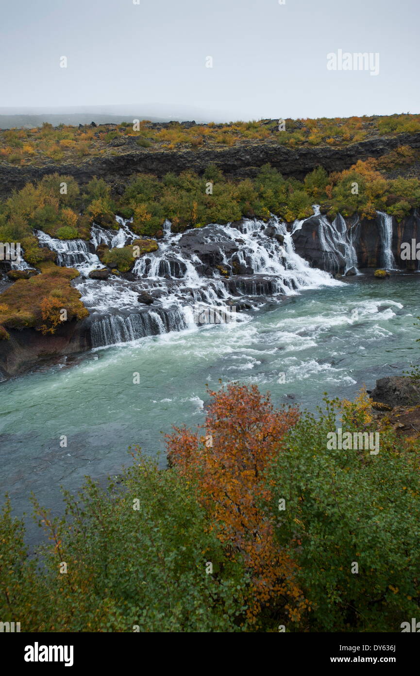 Barnafoss, Springs and Children's Falls, Iceland, Polar Regions Stock Photo
