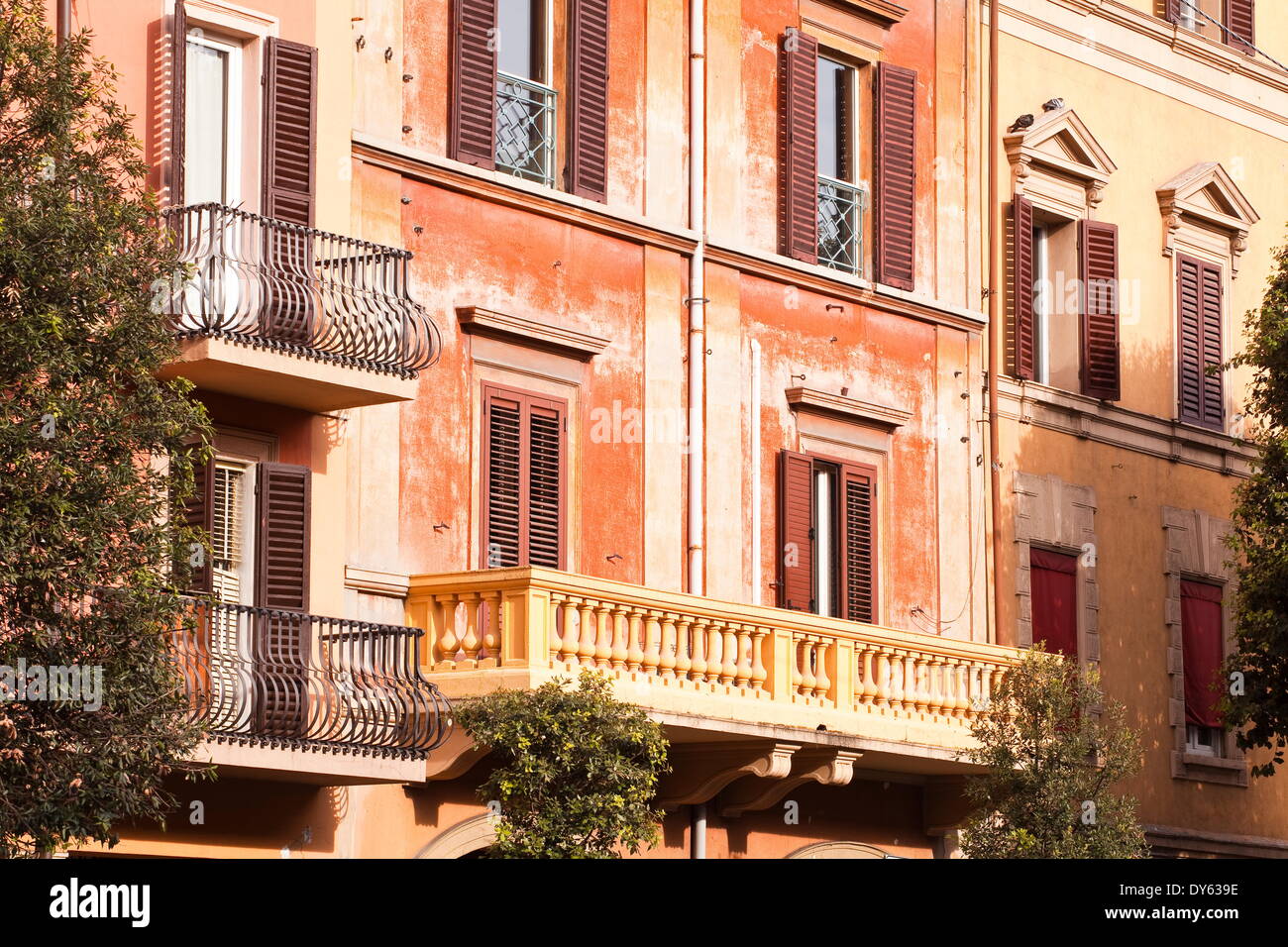 Building facades in the city of Bologna, Emilia-Romagna, Italy, Europe Stock Photo