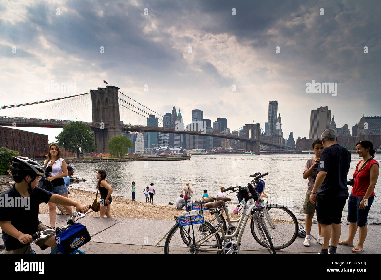 Brooklyn Bridge, one of the oldest suspension bridges in the United States. Completed in 1883