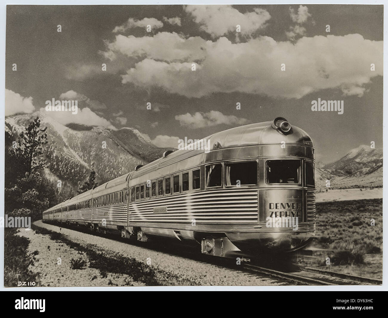 C.B.&Q.R.R., Original 'Denver Zephyr', 'Silver Flash' on Rear Stock Photo