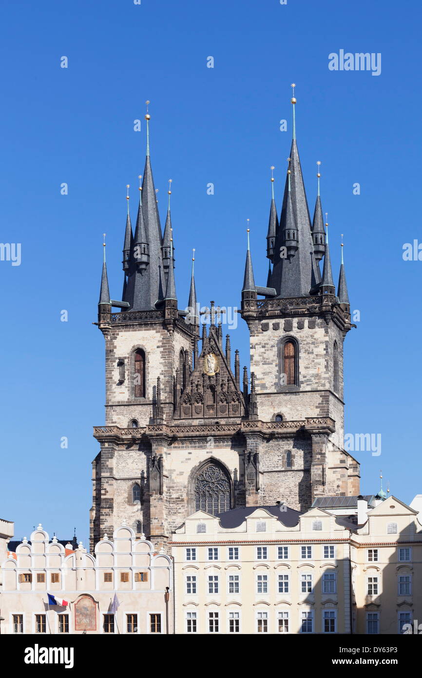 Tyn Cathedral (Church of Our Lady Before Tyn), Old Town Square (Staromestske namesti), Prague, Bohemia, Czech Republic, Europe Stock Photo