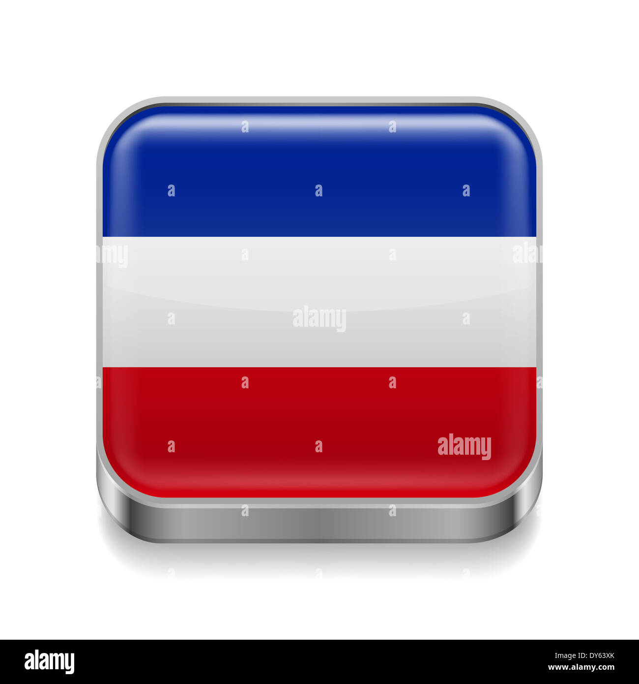Metal square icon with Yugoslavian flag colors Stock Photo